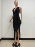 Women Party Sleeveless Halter Neck Backless Sequined Dress