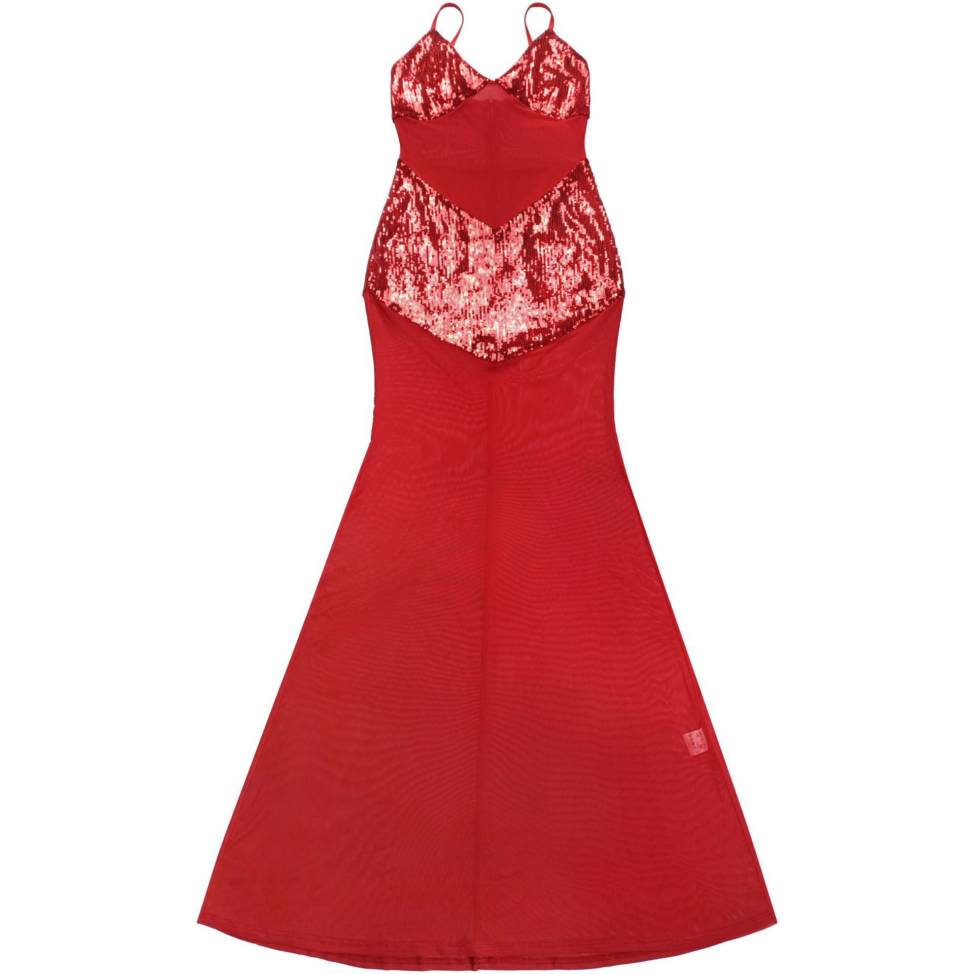 Mesh Camisole V-Neck Sequined Dress for Evening Parties