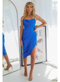 Women French Mesh Pleated Herringbone Strap Dress