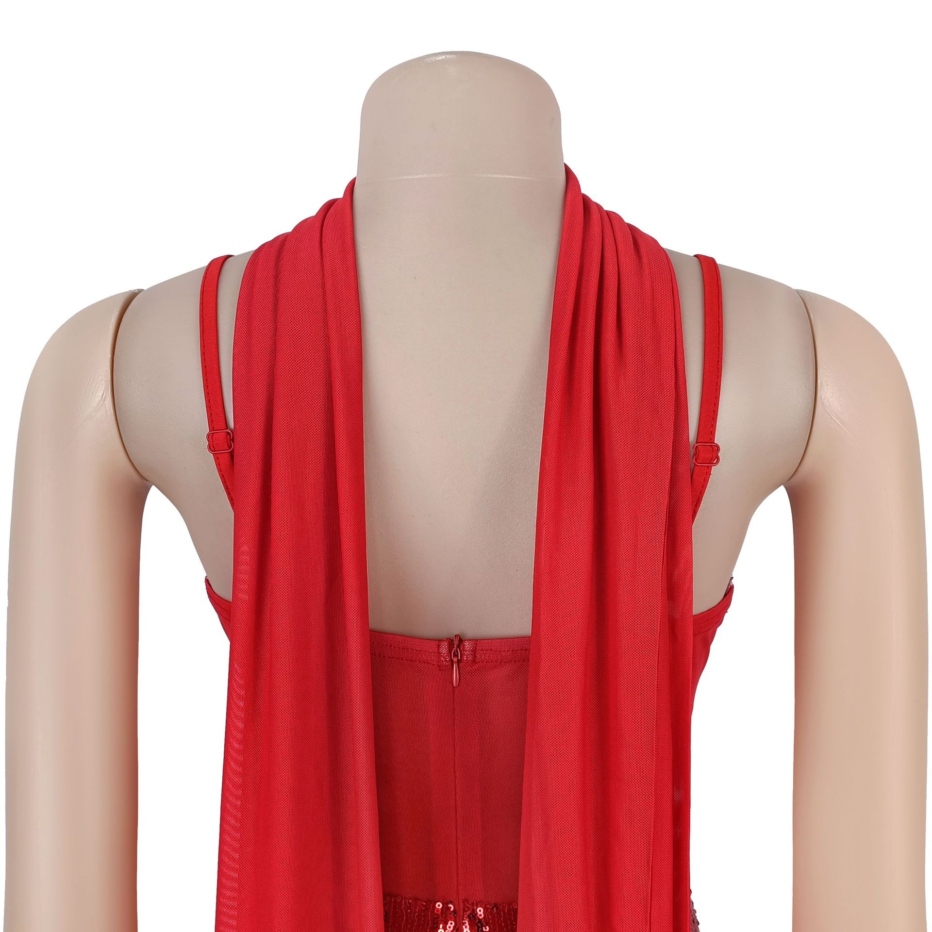 Mesh Camisole V-Neck Sequined Dress for Evening Parties