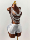 Women Vest Pearl Top Bra Chain Vest Top
