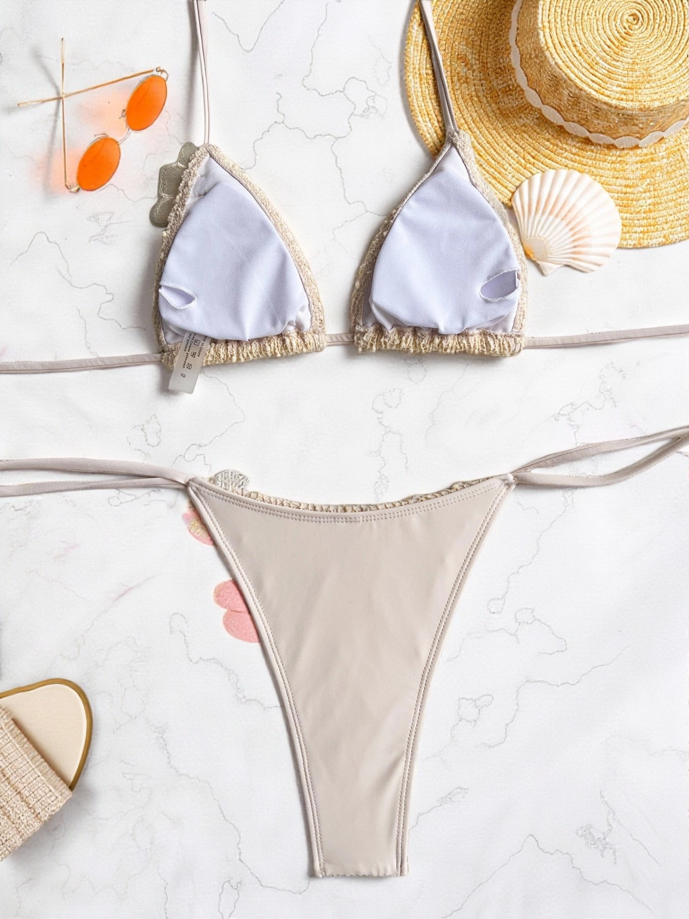 Backless Lace-Up Two-Piece Bikini Swimsuit for Beachwear