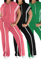 Women Striped Hooded T-Shirt and Pants Casual Two-Piece Set Women Striped Hooded T-Shirt and Pants Casual Two-Piece Set