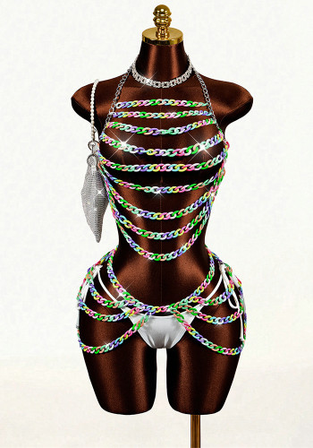 Women Multi-Layer Chunky Metal Chain Sexy Bra Chain Vest Body Chain