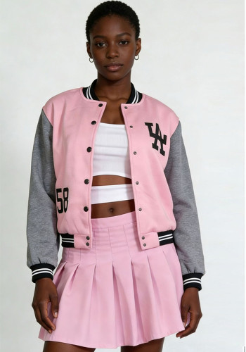 Women Baseball Jacket Skirt Three-Piece