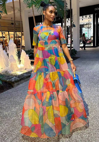 Women Mesh Print Dress