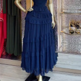 Women Summer Square Neck Ruffled Strap Dress