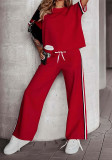 Women Casual Red Top and Pant Two-Piece Set