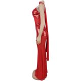Women Sexy Mesh Camisole V-Neck Sequined Dress