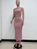 Women Strapless Sequined Top and Skirt Two-Piece Set