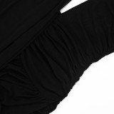 Women Spring/Summer Halter Neck Mesh Pleated V-Neck Backless Ribbon Dress