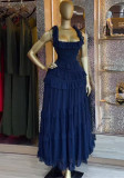 Women Summer Square Neck Ruffled Strap Dress