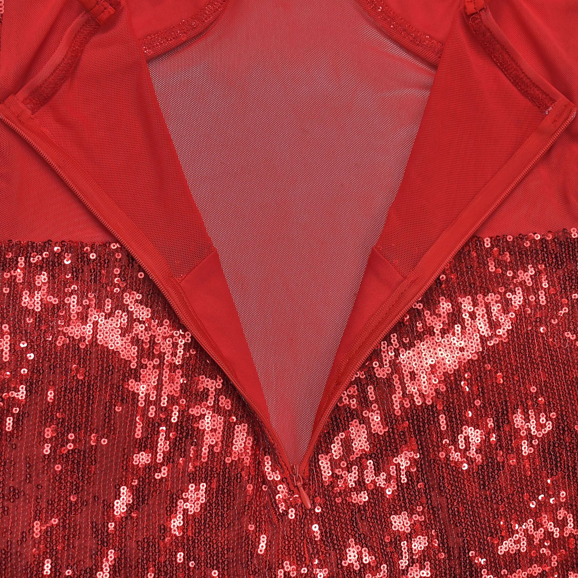 Mesh Camisole V-Neck Sequined Dress for Evening Parties