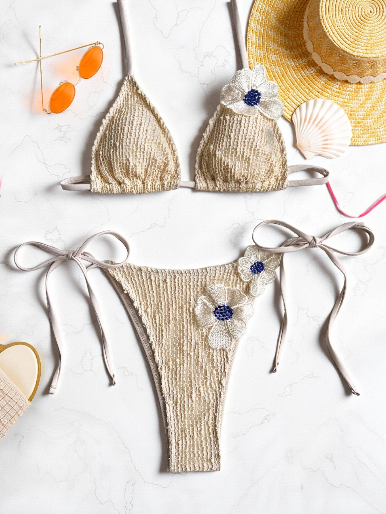 Backless Lace-Up Two-Piece Bikini Swimsuit for Beachwear