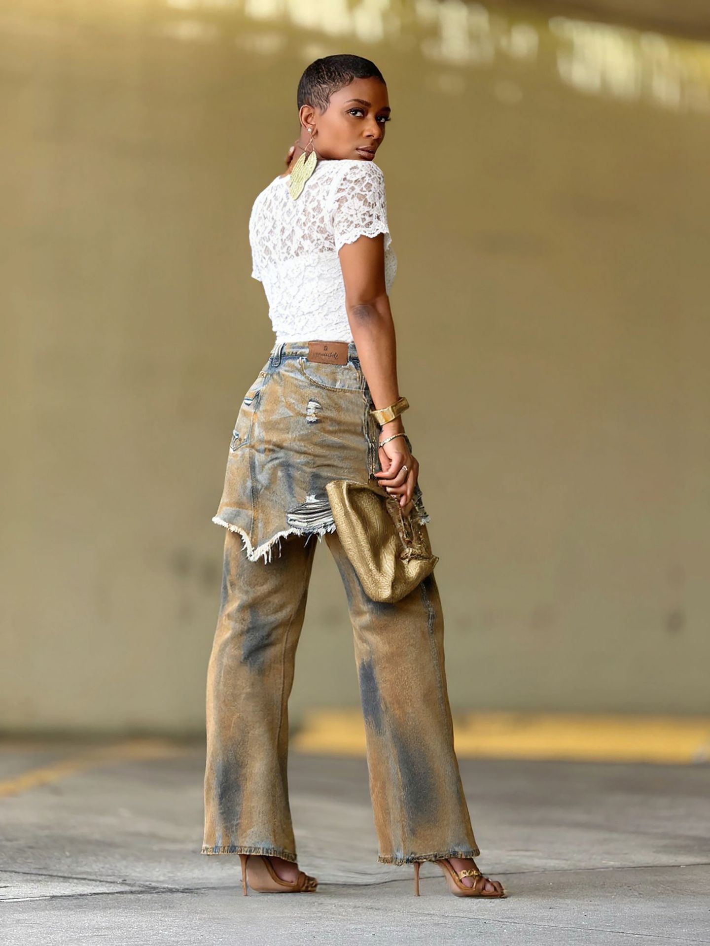 Irregular Ripped Denim Jeans for Casual Streetwear