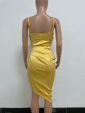 Women French Mesh Pleated Herringbone Strap Dress