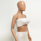 Women Strapless Sequined Top and Skirt Two-Piece Set