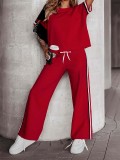 Women Casual Red Top and Pant Two-Piece Set