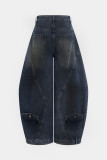 Women Washed Reversed Waistband Denim Pant