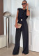 Women Summer Sleeveless Jumpsuit with Belt