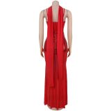 Women Sexy Mesh Camisole V-Neck Sequined Dress