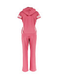 Women Striped Hooded T-Shirt and Pants Casual Two-Piece Set