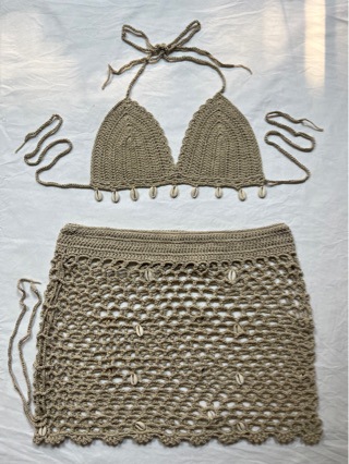 Crochet Hollow-Out Shell Bodycon Skirt for Beach Holidays