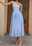 Women Holidays Halter Neck Lace-Up Sexy Backless Dress