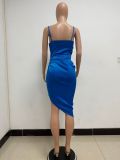 Women French Mesh Pleated Herringbone Strap Dress