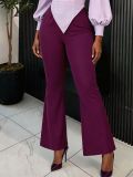 Women Lantern Sleeve Casual Asymmetrical Top and Bell Bottom Pants Two-Piece Set