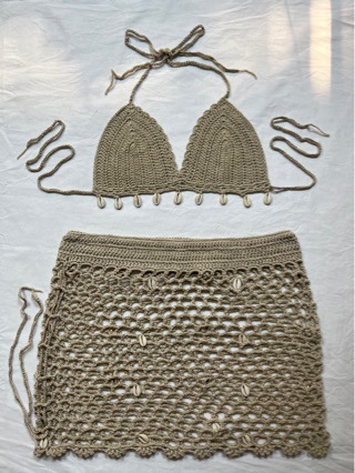 Crochet Hollow-Out Shell Bodycon Skirt for Beach Holidays