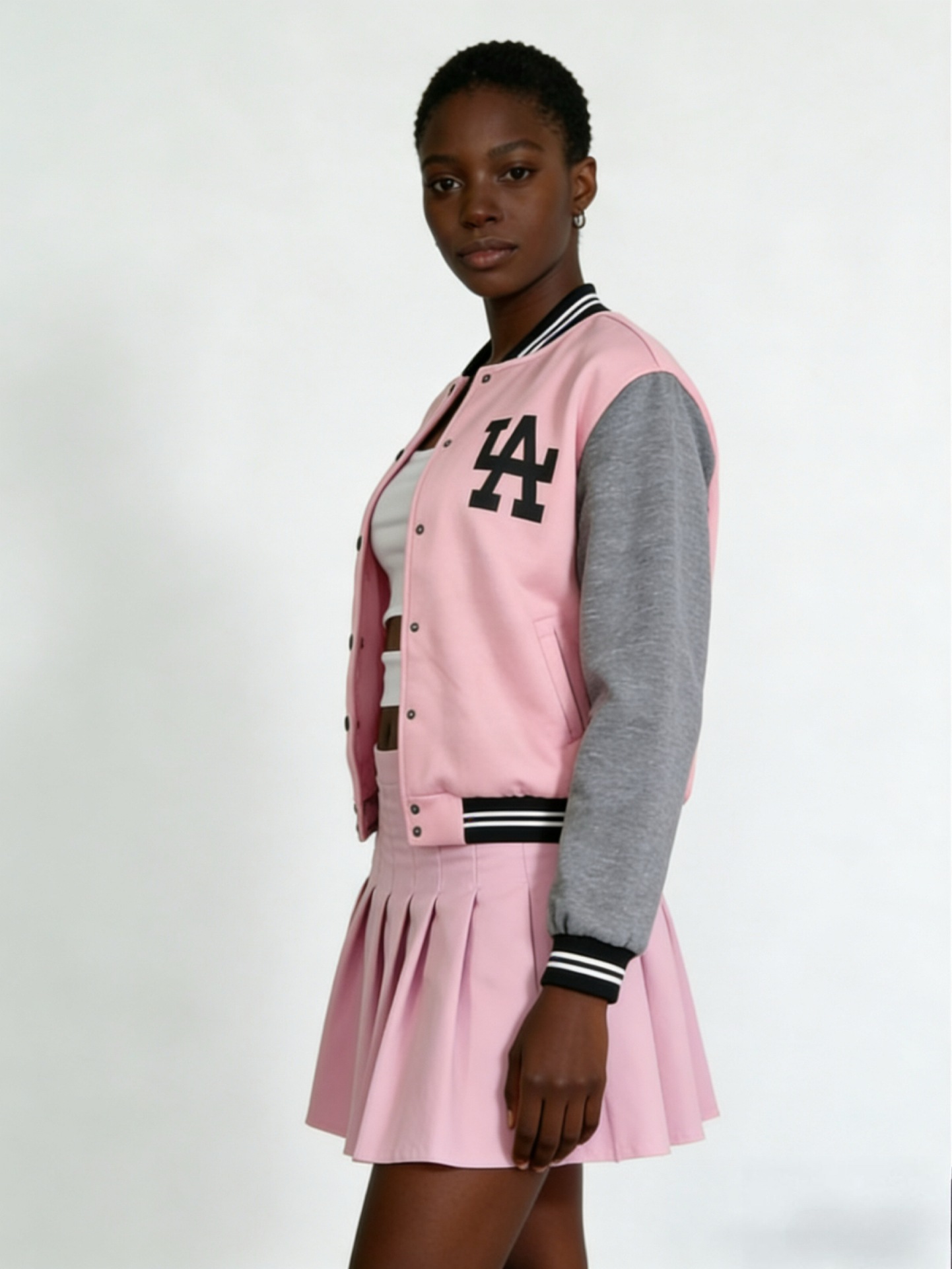 Baseball Jacket & Skirt Three-Piece Set for Casual Streetwear