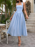Women Holidays Halter Neck Lace-Up Sexy Backless Dress