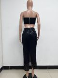 Women Strapless Sequined Top and Skirt Two-Piece Set