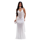 Women Sexy Mesh Camisole V-Neck Sequined Dress