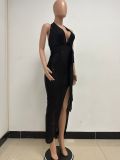 Women Party Sleeveless Halter Neck Backless Sequined Dress