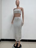 Women Strapless Sequined Top and Skirt Two-Piece Set