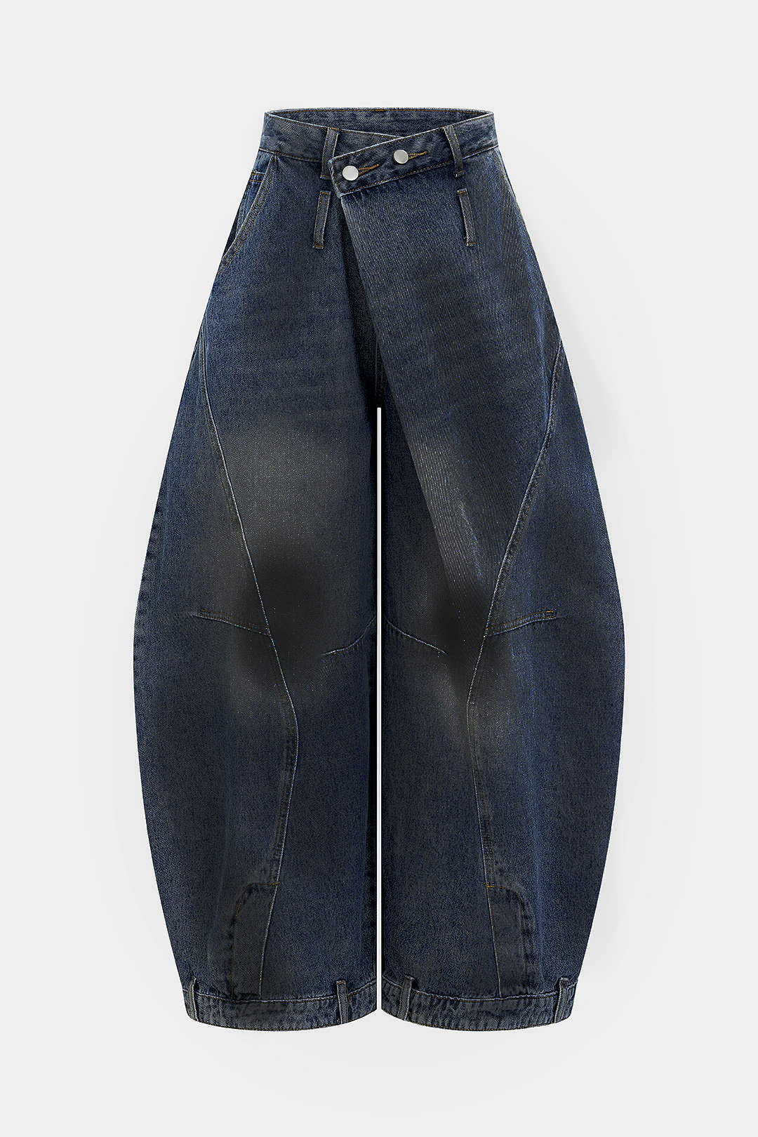 Washed Reversed Waistband Denim Jeans for Trendy Streetwear