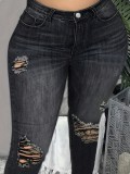 Women Ripped Tight Fitting Denim Pants