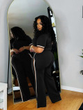 Spring Summer Women Trendy Patchwork Ribbed Contrast Lounge Two-Piece Pants Set