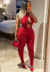 Women Spring Sexy Lace Patchwork Halter Neck Low Back Slim Fit Jumpsuit