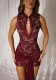 Women Lace Patchwork Sleeveless Sexy Tie Bodycon Mini Dress