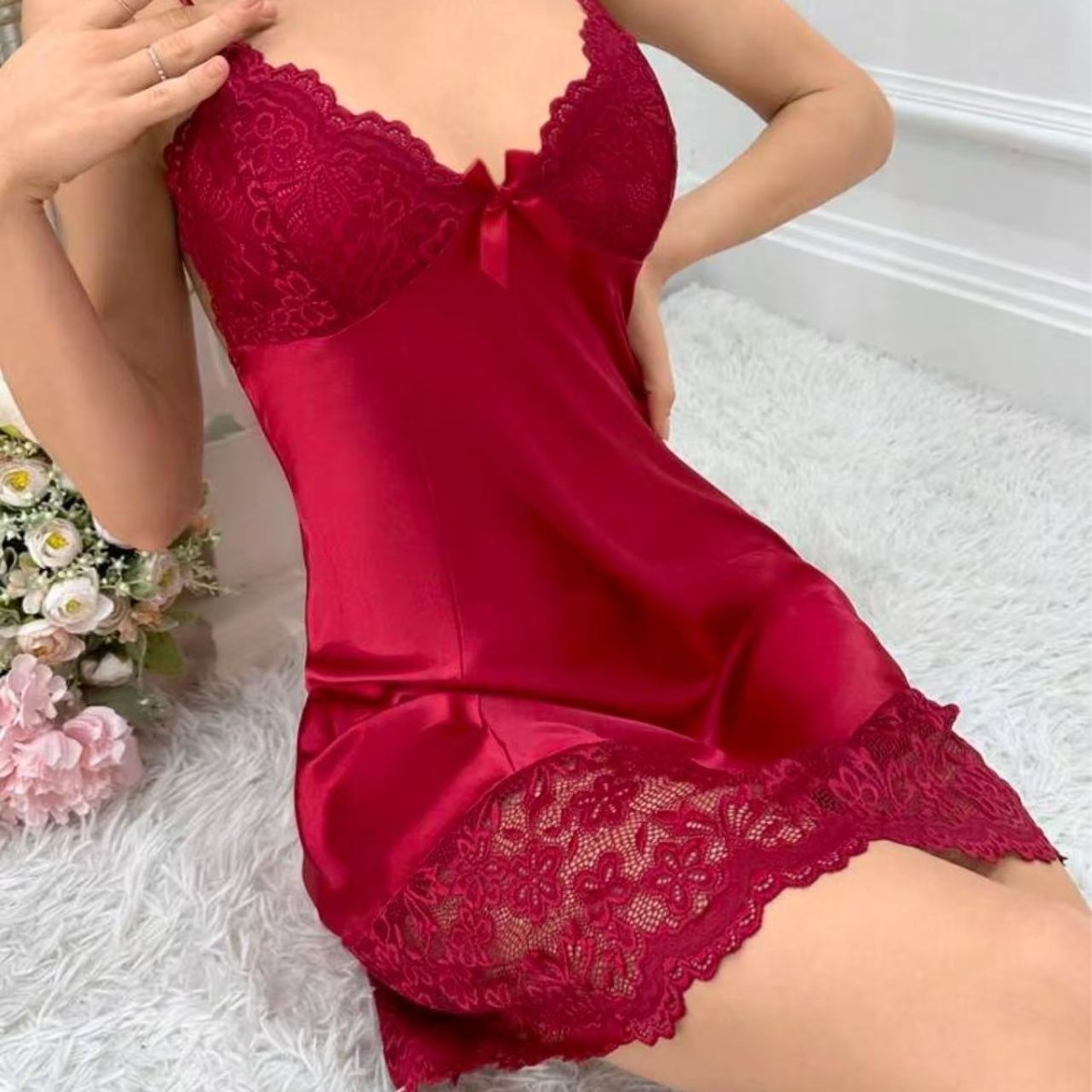Lace Strap Nightdress Lingerie for Intimate Sleepwear