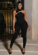 Women Spring Solid Color Sleeveless Slim Fit Jumpsuit