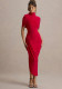 Women Chic Ruched Slim Fit Low Back Bodycon Long Dress
