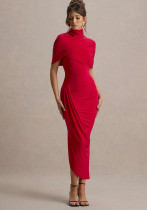 Women Chic Ruched Slim Fit Low Back Bodycon Long Dress Women Chic Ruched Slim Fit Low Back Bodycon Long Dress