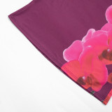 Women Spring Slim Fit Floral Print Strap A-Line Dress