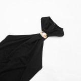 Women Spring Solid Color Sleeveless Slim Fit Jumpsuit