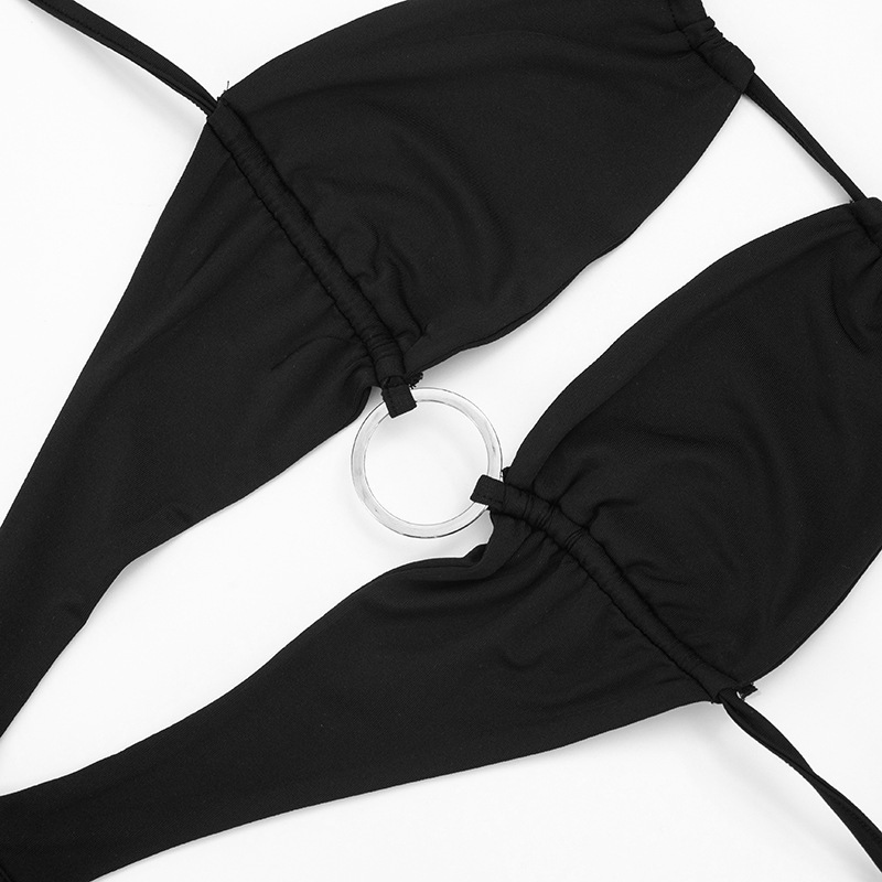 Solid O-Ring Cut-Out Halter Jumpsuit for Spring Clubwear