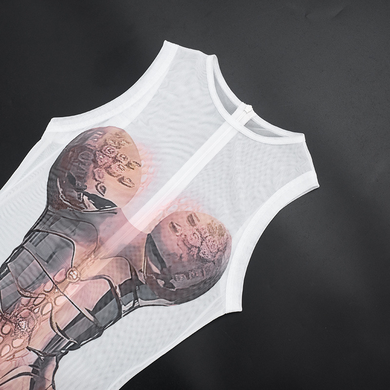Printed Sleeveless Slim Fit Jumpsuit for Spring Activewear